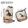 thumbnail image 2 of Yayeee Oven Mitts and Pot Holder Set of 4 Heat Resistant Kitchen Gloves Baking Hot Pad, Gray Cartoon Halloween Cat, 2 of 5