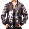 thumbnail image 2 of Yuyuzo Veste à Sequins pour Femmes Manches Longues Col Rond Fermeture Éclair avec Poche Tenue de Soirée Boîte de Nuit, 2 of 4