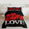 thumbnail image 2 of Castle Fairy Romantic Rose Twin Comforter Sets,Black Red Bedding Set, 2 of 8