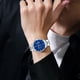 thumbnail image 5 of Reloj de cuarzo de moda para hombre, diseño calado, caja de aleación, correa de cuero, reloj de pulsera informal de negocios, reloj de aleación., 5 of 6