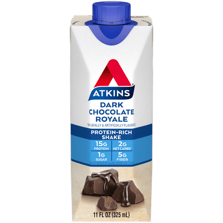 Atkins Protein Shake, 5g Fiber, Dark Chocolate Royale, 6 Count