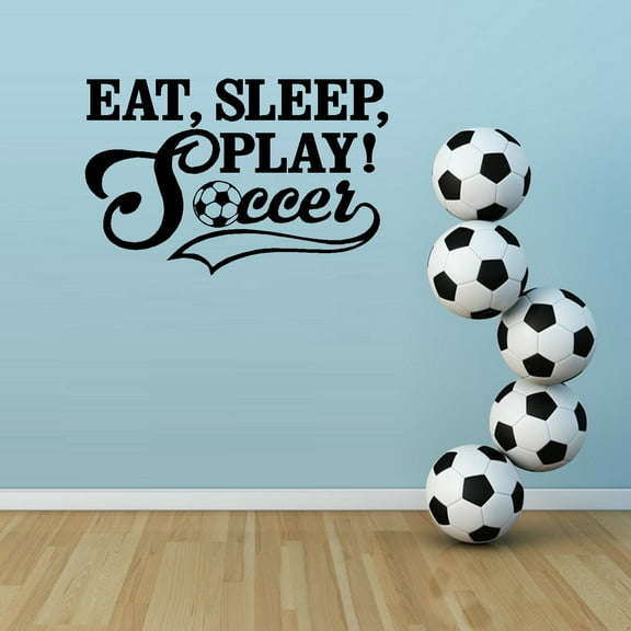 Decal ~ Eat Sleep Play Soccer #2: Children Wall Decal 13" x 20"