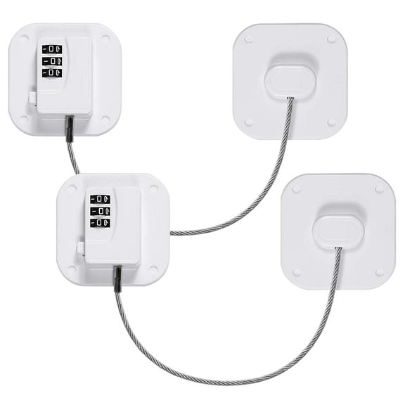 Viaky 2 Pack Child Safety Cabinet Lock for Refrigerator Fridge Door Freezer Furniture Window Safe Lock with Dial Code Digit Password, Free 6 Extra Adhesive Pads for Coded Lock, No Drilling (White)