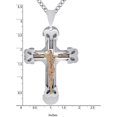 thumbnail image 2 of Designice  STAINLESS STEEL JEWELRY CROSS WITH CABLE INLAY AND ROSE GOLD IP PLATED JESUS RELIGIOUS CRUCIFIX PENDANT NECKLACE INSPIRATIONAL WITH CHAIN, 2 of 2