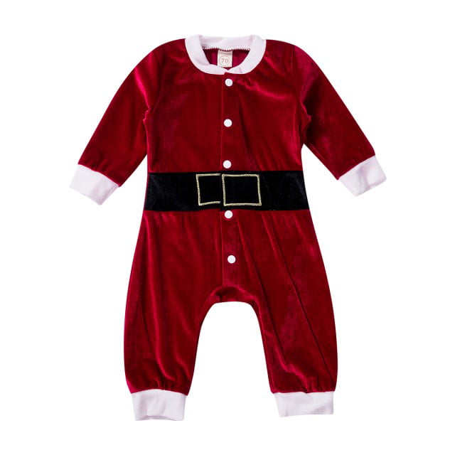 Baby Boys Girls Long Sleeve Christmas Striped Red Nose Reindeer Romper Jumpsuit