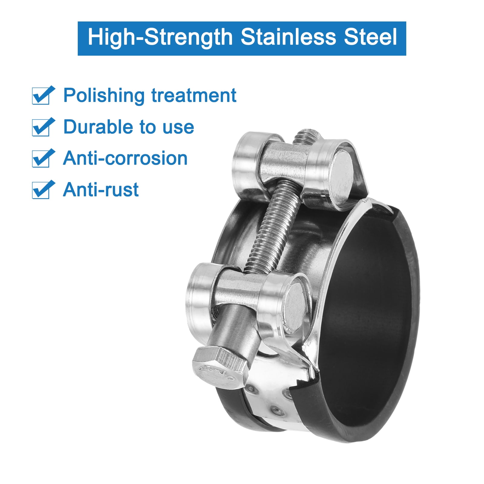 304 Stainless Steel T-Bolt Hose Clamps – Size 32-35mm, Pack Of 6, For Automotive & Plumbing - View #3