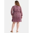 thumbnail image 3 of Terra & Sky Women's Plus Size Long Sleeve Mini Peasant Dress, 3 of 4