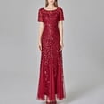 thumbnail image 1 of SMihono Robe Maxi Bohème d'Été pour Femmes Grande Taille Robe Longue à Manches Courtes Col Rond Couleur Unie Robe de Soirée Slim Robe de Plage, 1 of 9