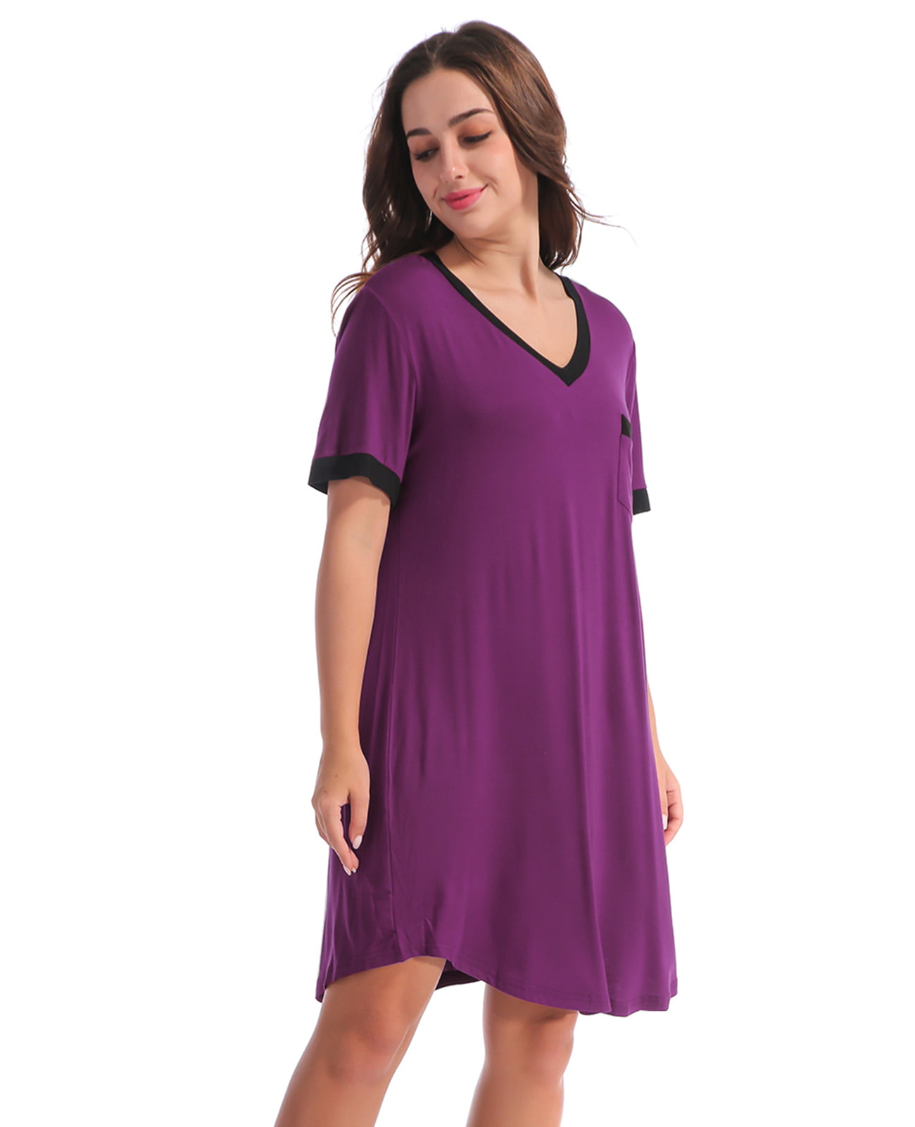 Doaraha Womens Nightdress Plus Size Oversized Home Sleepwear Nightgown Cotton Sleep Shirt Sleepdress Soft V Neck