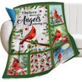 thumbnail image 1 of Couvertures Jetées Animaux Cardinaux Verts Rouges pour Canapé Lit Léger Doux, 1 of 9