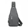 thumbnail image 1 of Bolso de pecho YUANXCMXG para hombre impermeable con puerto de carga USB gris, 1 of 5