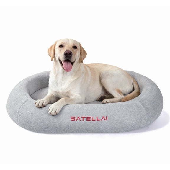 SATELLAI Orthopedic Dog Bed for Large Dogs, 35D Memory Foam Pet Sofa with 4-Sided Bolster, Waterproof Washable Cover, Non-Slip Bottom, 43.4"x29"x6.7"