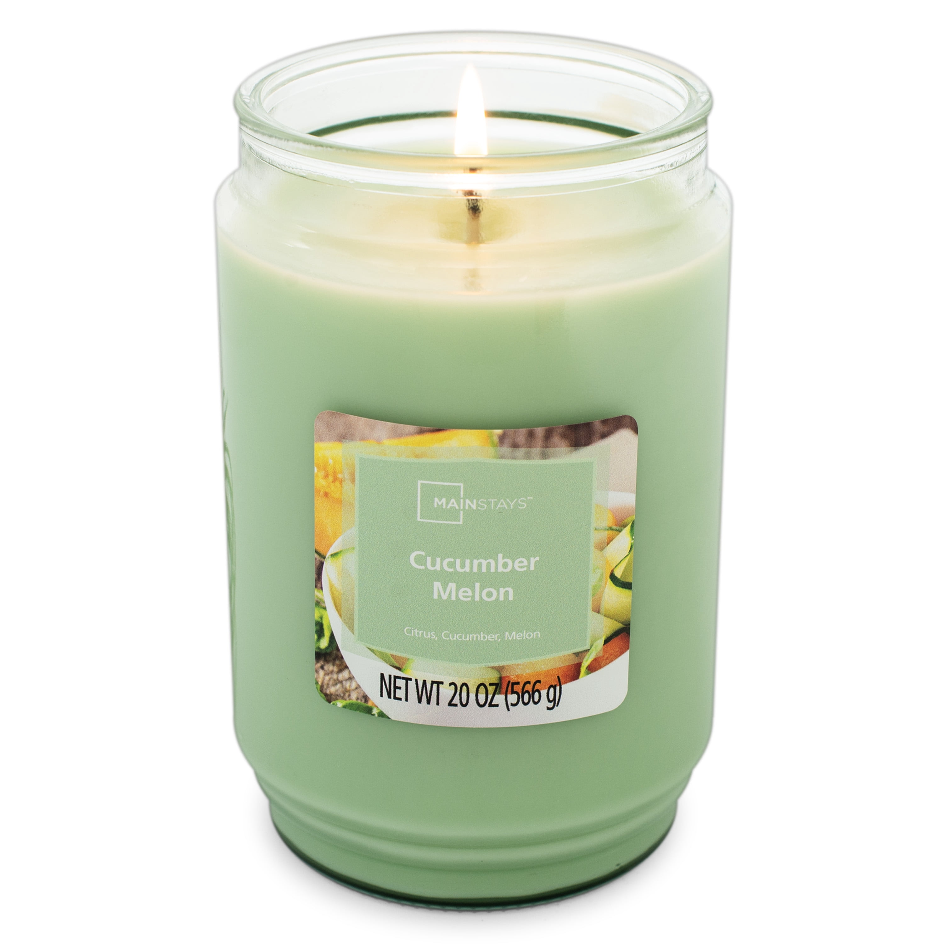 Mainstays Cucumber Melon Scented 1-Wick Glass Jar Candle, 20 oz