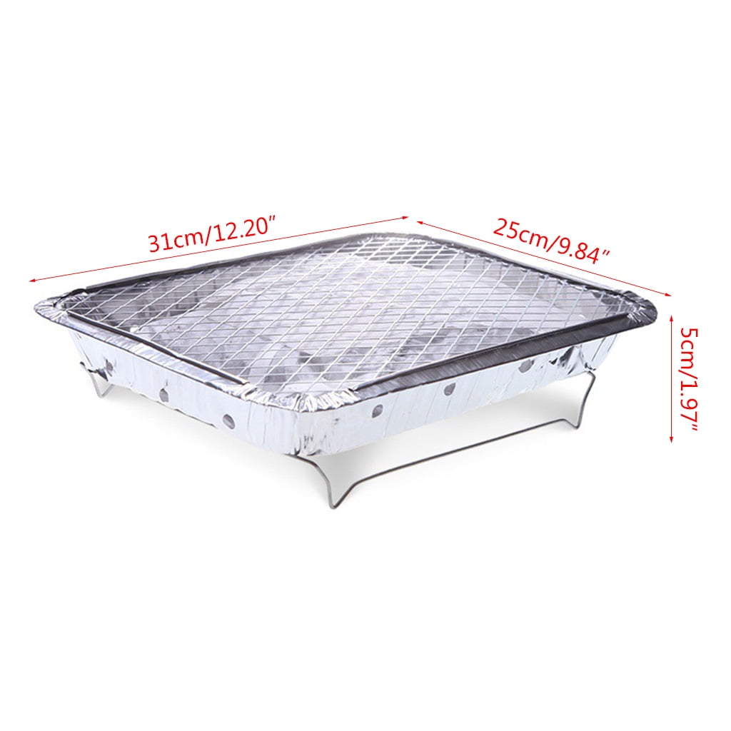 Gieenan Portable Barbecue BBQ Grill with Charcoal Disposable Aluminum Foil for Home Outdoor Travel Fishing Camping