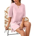 thumbnail image 3 of Women 2 Pieces Knit Sets Short Sleeve Tops & Shorts Suit, 3 of 5