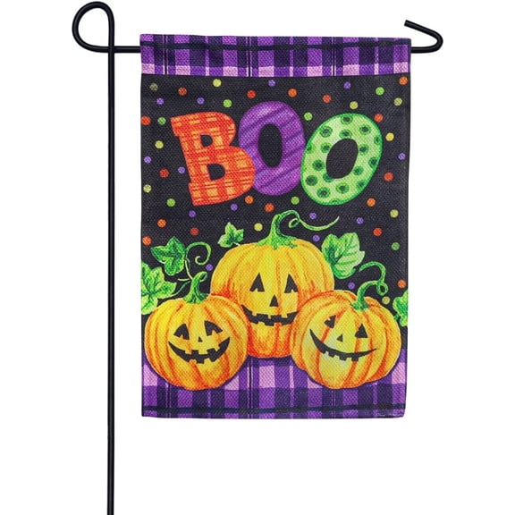 Boo Jack-o-Lanterns Garden Textured Suede Flag