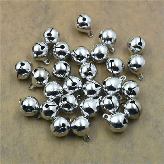 U8MO 6~25mm Copper Jingle Bell Dangle Charms Pendant Jewelry Making Pet Bell-silver-14mm-6pcs