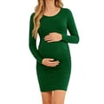 thumbnail image 2 of Side Ruched Pregnancy Dress Long Sleeve Maternity Clothes for Women, 2 of 6