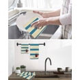thumbnail image 5 of Beige Blue Striped Daisy Kitchen Dish Towels for Drying Dishes Set of 3, Farmhouse Vintage Flowers Waffle Weave Microfiber Hand Tea Bathroom Towels Quick Dry & Absorbent Towel 12x12, 5 of 7