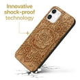 thumbnail image 3 of Case Yard Wooden Case Outside Soft TPU Silicone, Slim Fit Shockproof Wood Protective Phone Cover for Girls Boys Men and Women, Supports Wireless Charging Rose Flower Design case for iPhone-12-Mini, 3 of 7