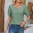 thumbnail image 5 of Ahdbta Womens Summer Tops Short Sleeve Square Neck T Shirts Dressy Casual Tunic Tops Puff Sleeve Cute Tops for Women, 5 of 6