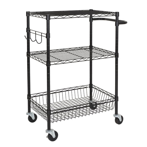 Hyper Tough 3-Tier New Multipurpose Rolling Cart, Black Color, 495lbs Load Capacity