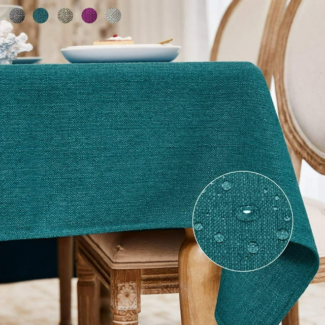 BALCONY & FALCON Heavy Waterproof Decorative Linen Tablecloth 47'' x 63'' for Dining Parties Kitchen Use Dark Green Home Décor Style1 Theme1 Material Tablecloth