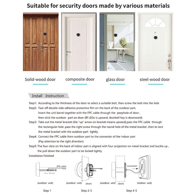 Mirillas Digitales para Puertas Soledad Con Cámara Pantalla de Seguridad