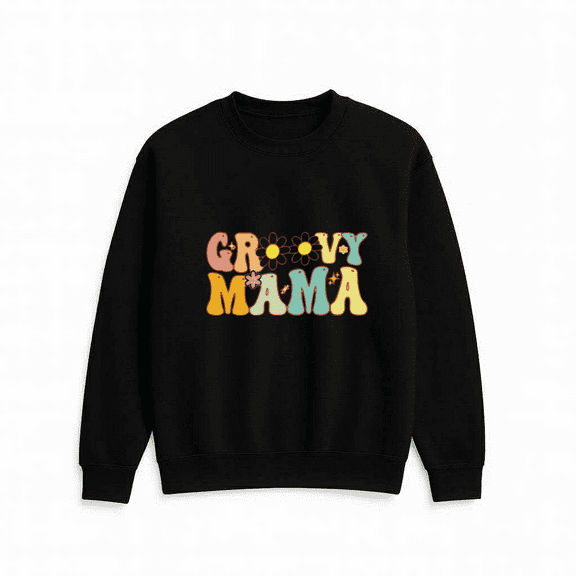 Groovy Mama Women Retro Quote Casual Outfit Family Graphic Print Style Sweatshirt, for men & women, up to size 5XL