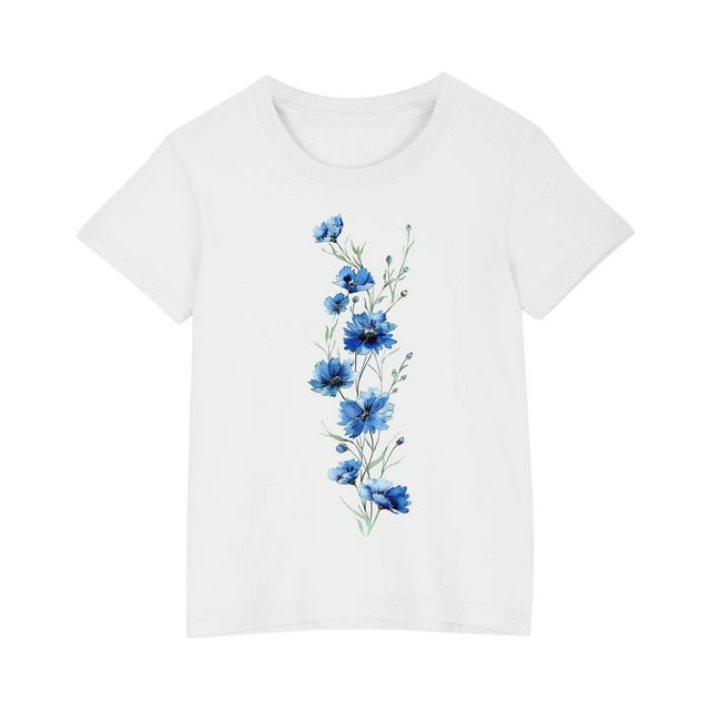 Cadeaux pour Fillettes, T-Shirt en Coton pour Garçons et Filles, Col Rond Imprimé, Manches Courtes, Robe à Manches Courtes, Cadeaux pour Fillettes