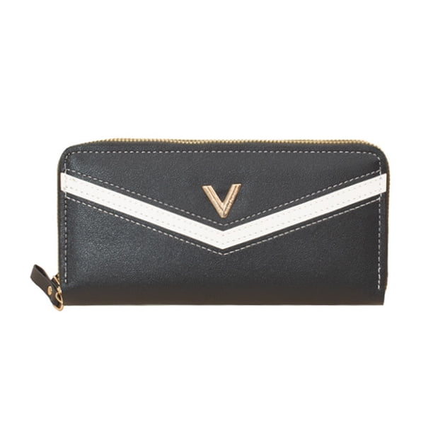 Monedero largo con doble cremallera, multifuncional, de gran capacidad, de color sólido, sencillo Adepaton BST3000828-3
