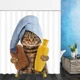 thumbnail image 4 of Cortina de ducha de animales divertida, decoración, lindo Gato, hogar, baño, conjunto de tela de baño de poliéster, gancho para cordón, 4 of 5