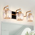thumbnail image 2 of Vikaey Crystal Gold Bathroom Vanity Light Fixtures, Modern Elegant Style Bathroom Wall Sconce, Metal Vanity Lights Over Mirror(Black & Brass), 2 of 6