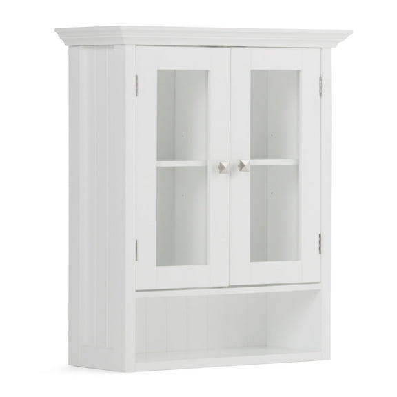 Simpli Home Acadian 28" H x 23.6" W Double Door Wall Bath Cabinet in Pure White