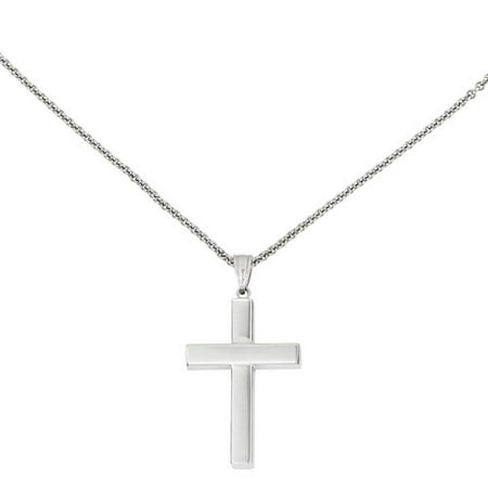 14kt White Gold Polished Hollow Cross Pendant