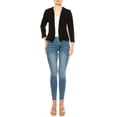 thumbnail image 5 of Women's Collarless Blazer Open Front Sleek 3/4 Sleeves Cardigan, 5 of 6