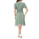 thumbnail image 3 of Vestido de verano floral para mujer Inspire Chic con cuello con volantes, cintura fruncida, mangas cortas, color verde claro, 3 of 5
