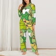 thumbnail image 2 of Fotbe Cartoon Frog Conjunto de Pijama de Manga Larga para Mujer con Estampado, Ropa de Dormir de 2 Piezas, Conjunto de Casa Suave y Cómodo con Bolsillos-X-Large, 2 of 7