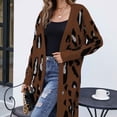thumbnail image 4 of Pntutb Mujer Moda Estampado de leopardo Mangas largas Cárdigan de punto Tops sueltos Blusa Suéter Pntutb Pntutb-5361, 4 of 5