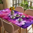 thumbnail image 3 of Watercolor Flowers Table Cloths for 4 Foot Rectangle Tables, Spring Floral Country Pink Purple Patio Waterproof Elastic Fitted Tablecloths, Washable Rectangular Table Cover for Camping, 3 of 8