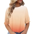 thumbnail image 1 of Shorts pour Femmes, Blouses pour Femmes, Mode Décontractée Grande Taille Col Rond T-Shirt Imprimé Haut Blouse, 1 of 4