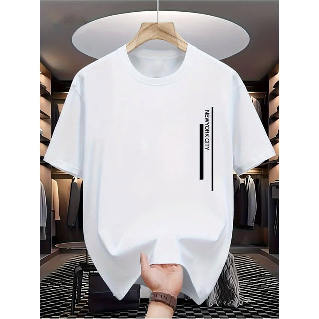 New York City, Trendy And Innovative Patterned Print Design, Men'S Casual And Comfortable Short-Sleeve T-Shirt, Stylish And Versatile Fitted Top, a Must-Have for Everyday Outings.