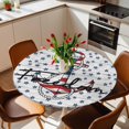 thumbnail image 3 of Independence Day Fitted Tablecloth with Elastic Edged, Round Table Cloth for Dining Table, Patriotic Anchor Blue Star Wooden Waterproof Oil Proof Table Cover for Indoor Outdoor 55"-60", 3 of 8