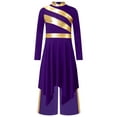 thumbnail image 4 of iiniim Girls Liturgical Praise Dance Dress Worship Asymmetric Tunic with Palazzo Pants Outfit Purple 6, 4 of 7