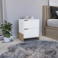 thumbnail image 4 of HomeRoots 20 in. Two Drawer Faux Wood Nightstand, White, 4 of 9