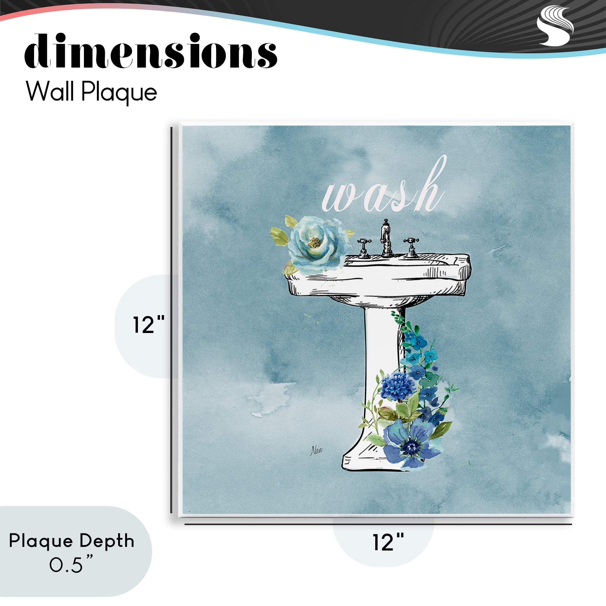 Stupell Industries Floral Bathroom Rules Wash Wall Plaque Art, design by Nan