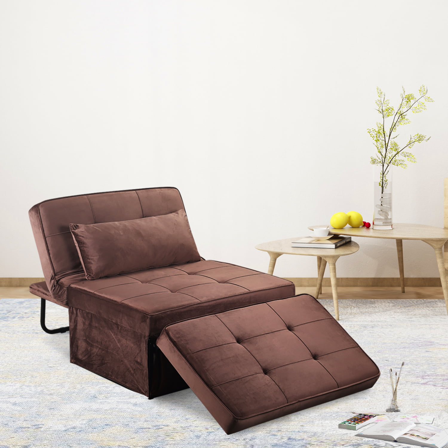 Ainfox 4 in 1  Ottoman Sleeper Guest Chair Sofa  Bed  Multi 