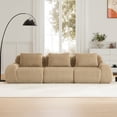 thumbnail image 4 of FFH 114" Modular Sectional Sofa for Living Room, Flannelette Fabric, Deep Seat, Buckle Connection, Anti-slip Design, No Assembly (Camel, 3 Seater), 4 of 18