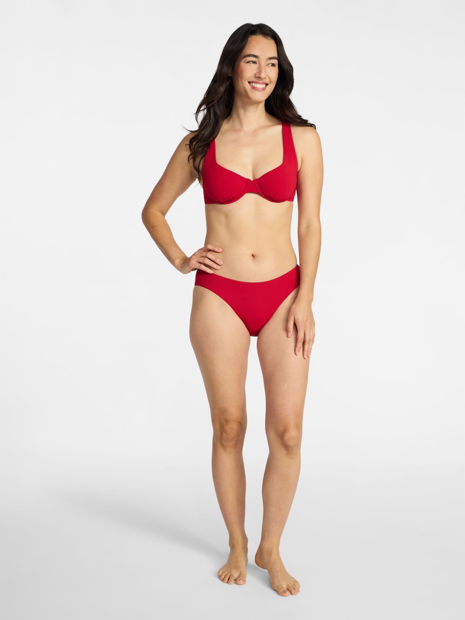 Time and Tru Women's and Women's Plus Size Ribbed Low Rise Bikini Bottoms, Sizes XS-3X