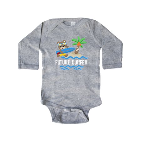 

Inktastic Surfing Future Surfer Bear Gift Baby Boy or Baby Girl Long Sleeve Bodysuit